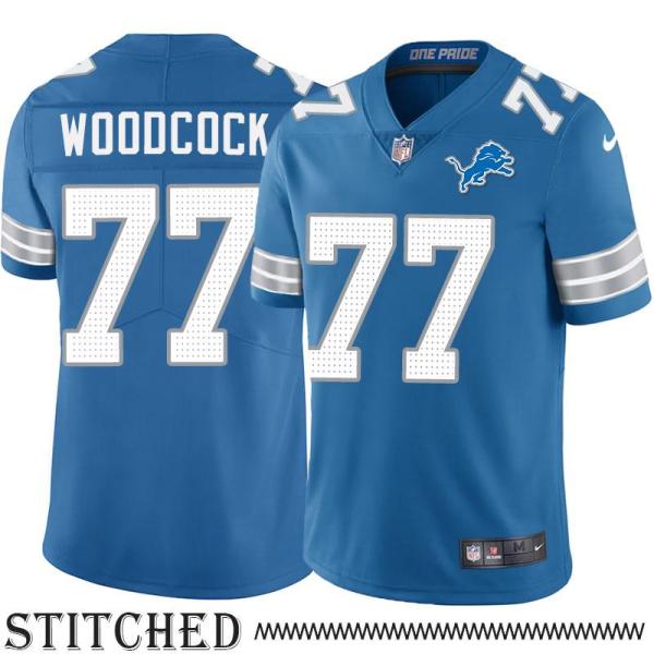 Detroit Lions #77 John Woodcock Blue Home Jersey