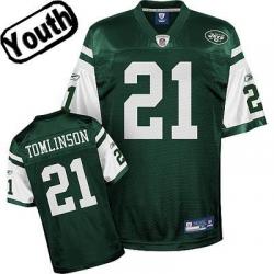 Ladainian Tomlinson Youth Football Jersey -#21 NY-J Youth Jersey(Green)
