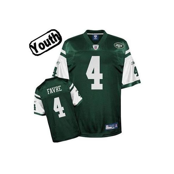 Brett Favre Youth Football Jersey -#4 NY-J Youth Jersey(Green)