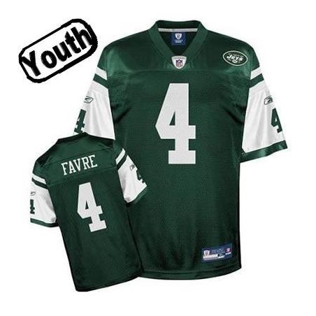 Brett Favre Youth Football Jersey -#4 NY-J Youth Jersey(Green)