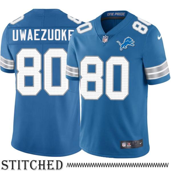 Detroit Lions #80 Iheanyi Uwaezuoke Blue Home Jersey
