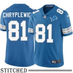 Detroit Lions #81 Pete Chryplewicz Blue Home Jersey
