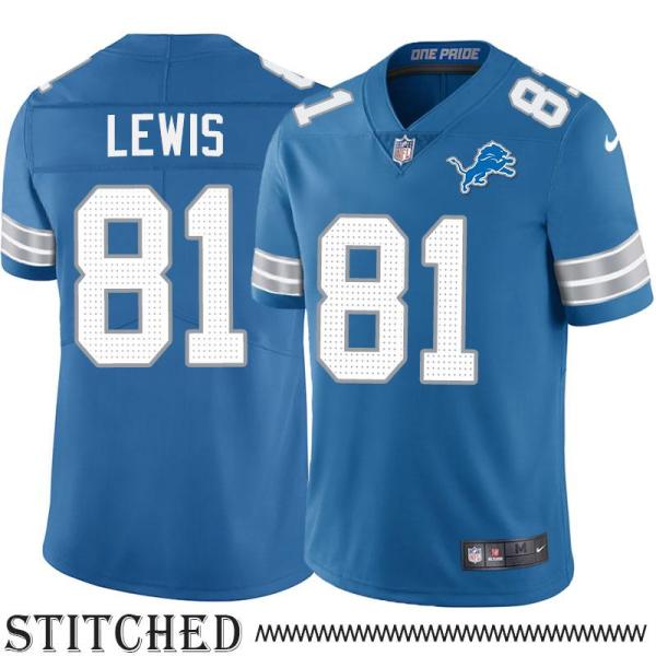 Detroit Lions #81 Mark Lewis Blue Home Jersey