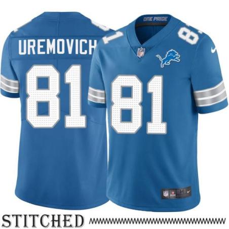 Detroit Lions #81 Emil Uremovich Blue Home Jersey