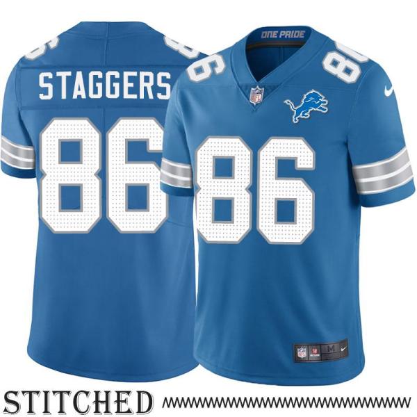 Detroit Lions #86 Jon Staggers Blue Home Jersey