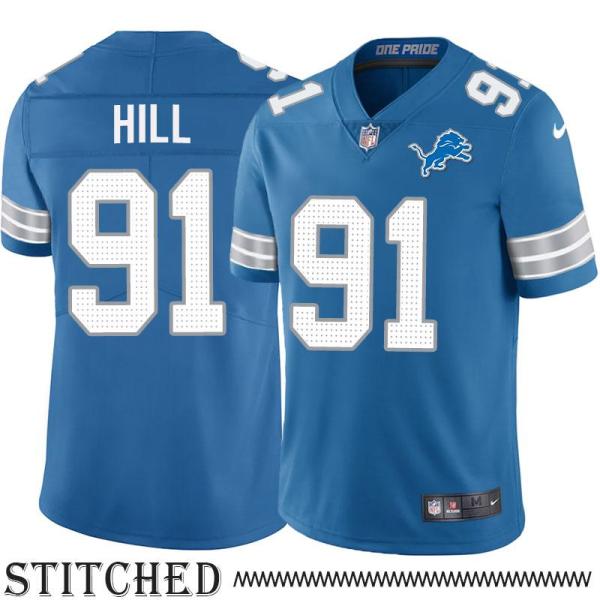 Detroit Lions #91 Sammie Lee Hill Blue Home Jersey