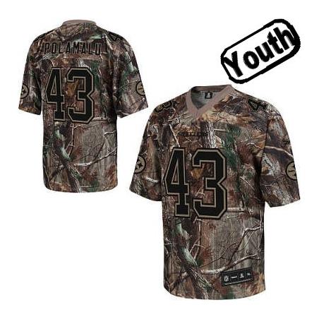 Troy Polamalu Youth Football Jersey -#43 Pittsburgh Youth Jersey(Camo)