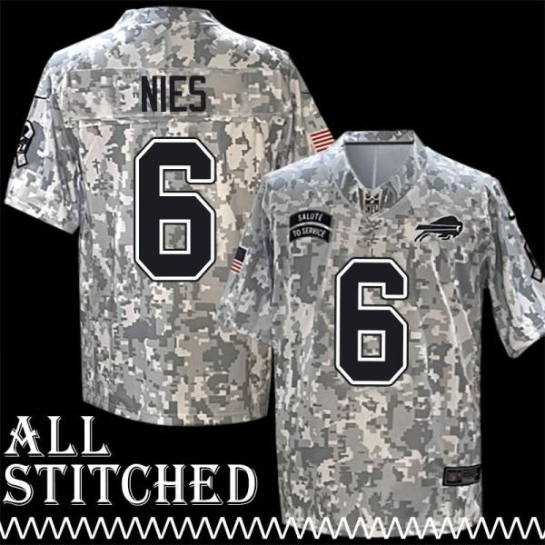 John Nies Jersey Buffalo Bills #6 2024 Salute to Service Camo