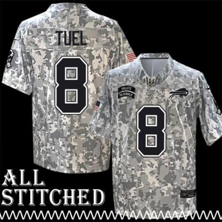 Jeff Tuel Jersey Buffalo Bills #8 2024 Salute to Service Camo