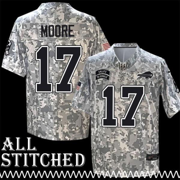 Denarius Moore Jersey Buffalo Bills #17 2024 Salute to Service Camo