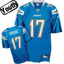 Philip Rivers Youth Football Jersey -#17 San Diego Youth Jersey(Light Blue)