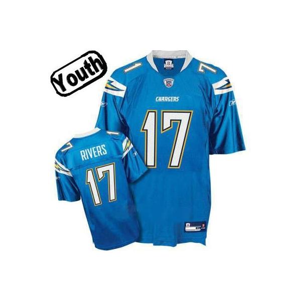 Philip Rivers Youth Football Jersey -#17 San Diego Youth Jersey(Light Blue)