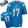 Philip Rivers Youth Football Jersey -#17 San Diego Youth Jersey(Light Blue)