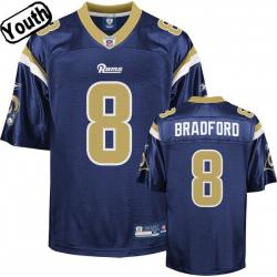 Sam Bradford Youth Football Jersey -#8 St Louis  Youth Jersey(Blue)