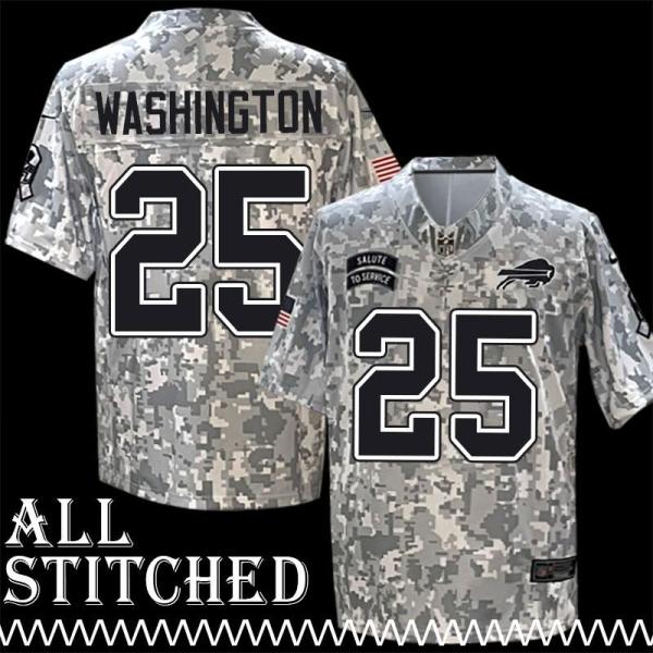 Mickey Washington Jersey Buffalo Bills #25 2024 Salute to Service Camo