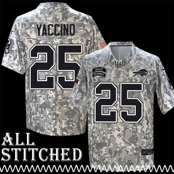 John Yaccino Jersey Buffalo Bills #25 2024 Salute to Service Camo