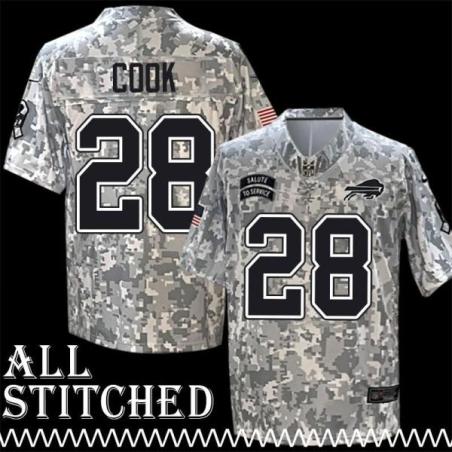 James Cook Jersey Buffalo Bills #28 2024 Salute to Service Camo