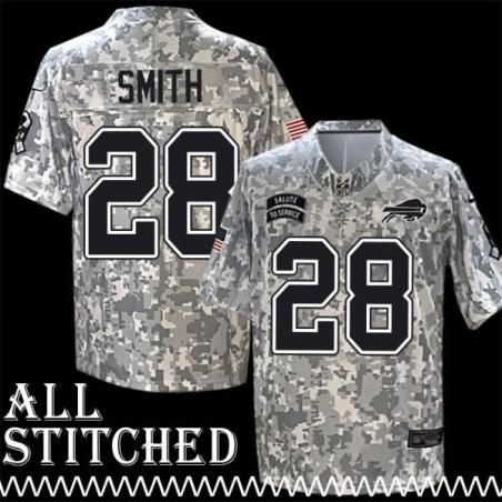 Thomas Smith Jersey Buffalo Bills #28 2024 Salute to Service Camo