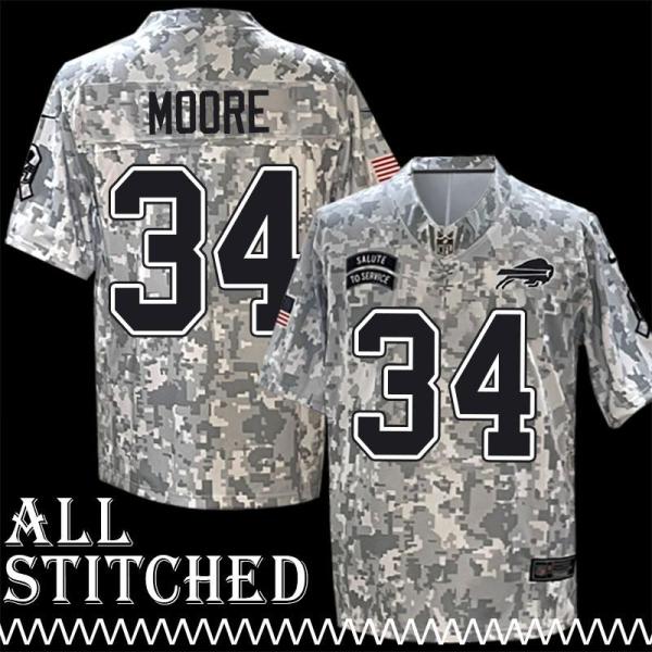 Booker Moore Jersey Buffalo Bills #34 2024 Salute to Service Camo