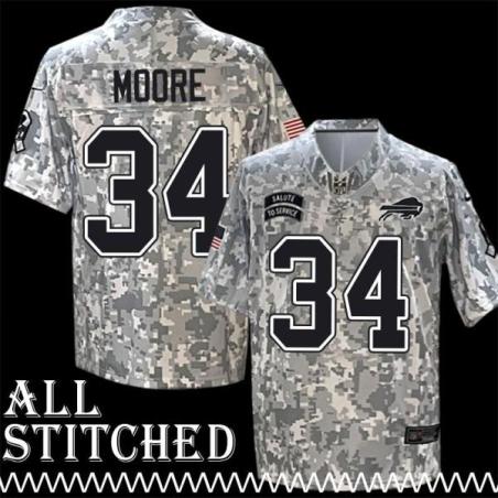 Booker Moore Jersey Buffalo Bills #34 2024 Salute to Service Camo