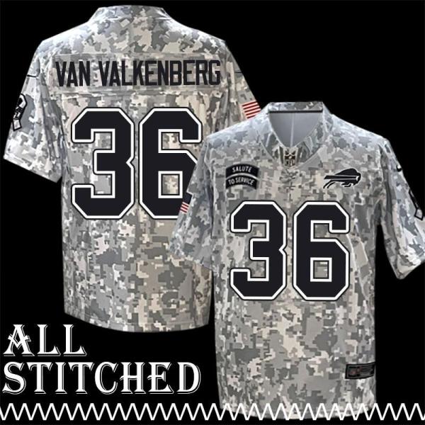 Pete Van Valkenberg Jersey Buffalo Bills #36 2024 Salute to Service Camo