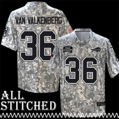 Pete Van Valkenberg Jersey Buffalo Bills #36 2024 Salute to Service Camo