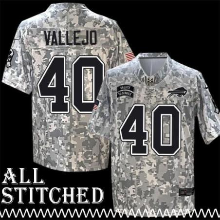 Tanner Vallejo Jersey Buffalo Bills #40 2024 Salute to Service Camo