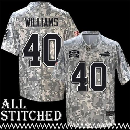 Shaud Williams Jersey Buffalo Bills #40 2024 Salute to Service Camo