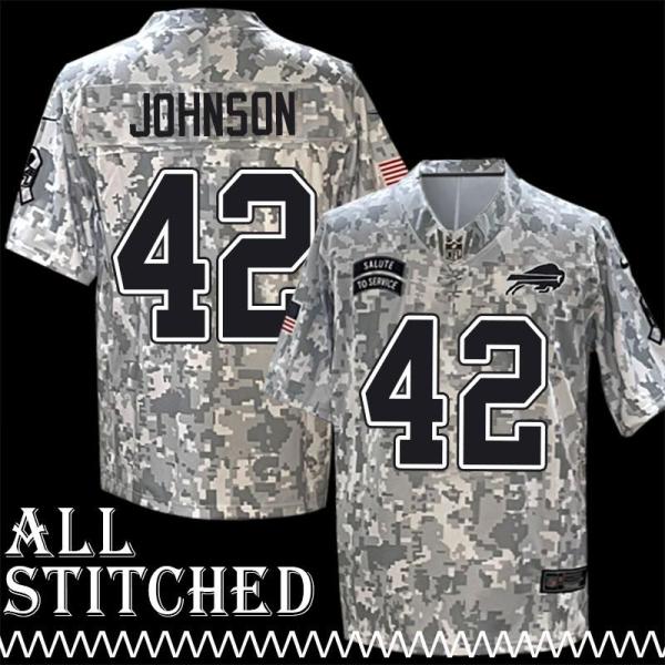 Jack Johnson Jersey Buffalo Bills #42 2024 Salute to Service Camo