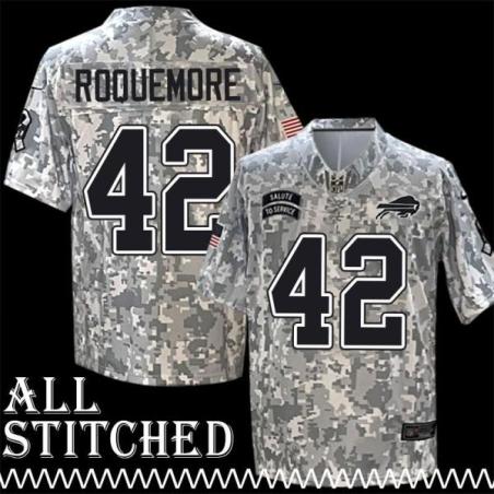 Durwood Roquemore Jersey Buffalo Bills #42 2024 Salute to Service Camo