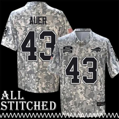 Joe Auer Jersey Buffalo Bills #43 2024 Salute to Service Camo