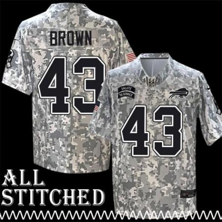 Fred Brown Jersey Buffalo Bills #43 2024 Salute to Service Camo