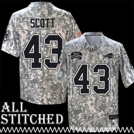 Bryan Scott Jersey Buffalo Bills #43 2024 Salute to Service Camo