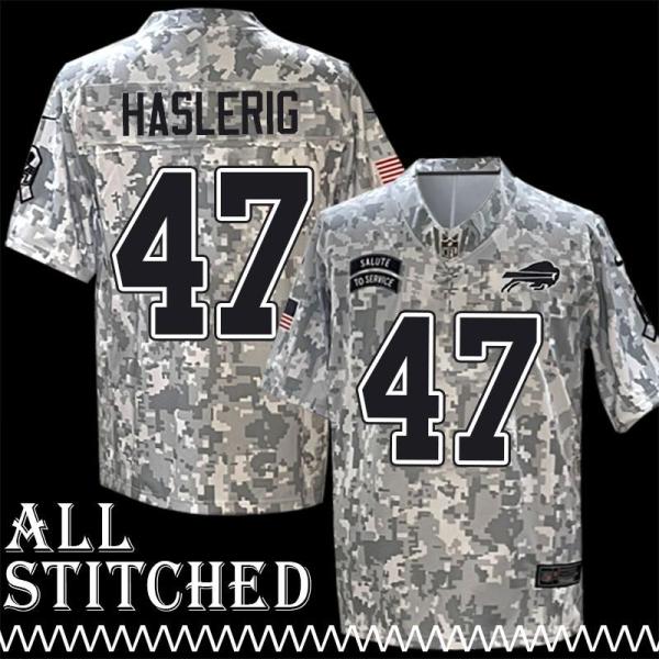 Clint Haslerig Jersey Buffalo Bills #47 2024 Salute to Service Camo