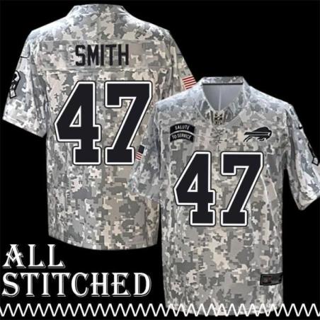 Lucious Smith Jersey Buffalo Bills #47 2024 Salute to Service Camo