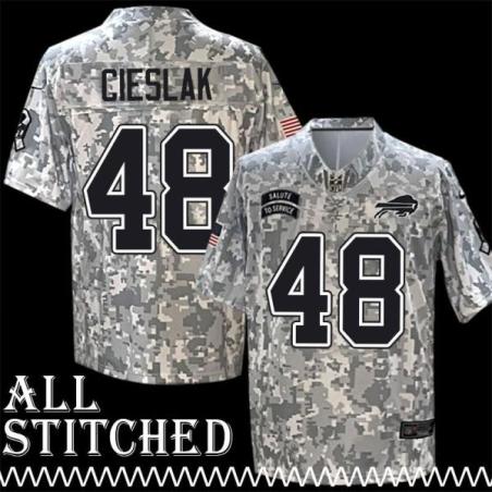 Brad Cieslak Jersey Buffalo Bills #48 2024 Salute to Service Camo