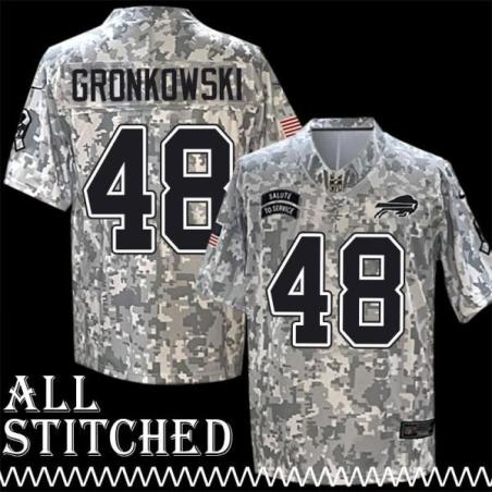 Glenn Gronkowski Jersey Buffalo Bills #48 2024 Salute to Service Camo