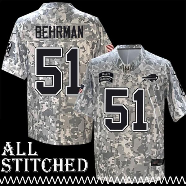 Dave Behrman Jersey Buffalo Bills #51 2024 Salute to Service Camo