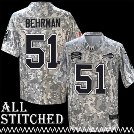 Dave Behrman Jersey Buffalo Bills #51 2024 Salute to Service Camo