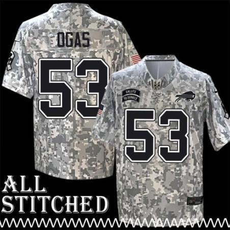 Dave Ogas Jersey Buffalo Bills #53 2024 Salute to Service Camo