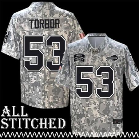 Reggie Torbor Jersey Buffalo Bills #53 2024 Salute to Service Camo