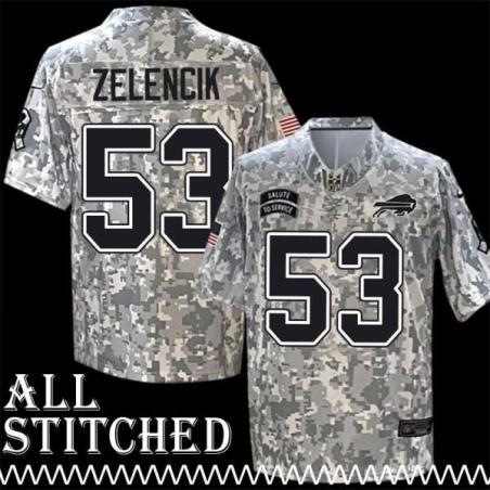 Connie Zelencik Jersey Buffalo Bills #53 2024 Salute to Service Camo