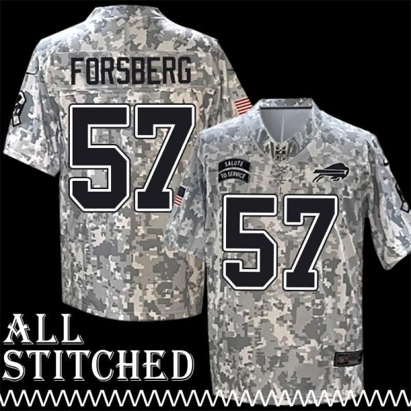 Fred Forsberg Jersey Buffalo Bills #57 2024 Salute to Service Camo