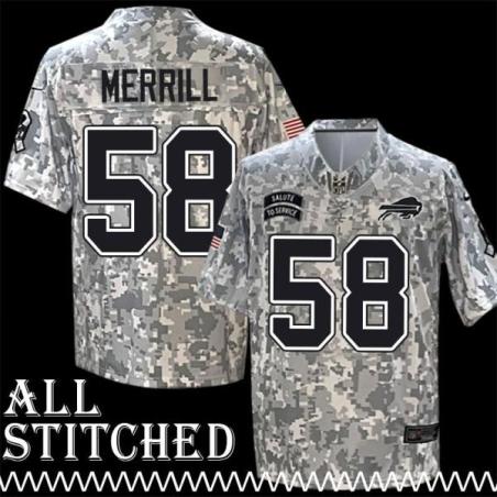 Mark Merrill Jersey Buffalo Bills #58 2024 Salute to Service Camo