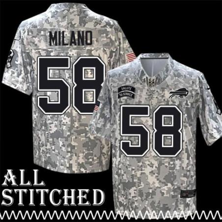 Matt Milano Jersey Buffalo Bills #58 2024 Salute to Service Camo