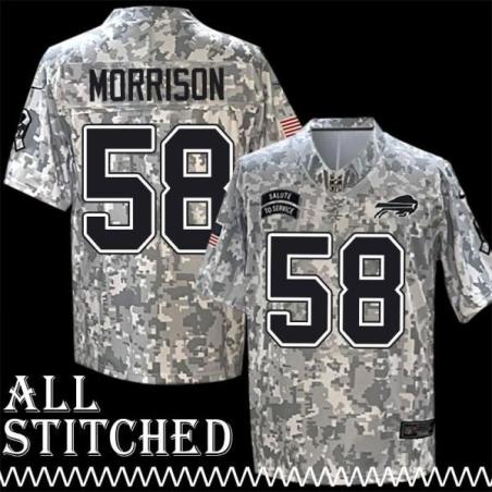 Kirk Morrison Jersey Buffalo Bills #58 2024 Salute to Service Camo
