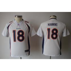 [NEW] Peyton Manning Youth Football Jersey -#18 Denver Youth Jerseys (White)