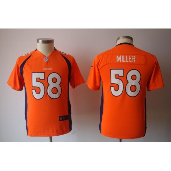 [NEW] Von Miller Youth Football Jersey -#58 Denver Youth Jerseys (Orange)