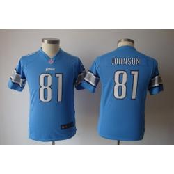 [NEW] Calvin Johnson Youth Football Jersey -#81 Detroit Youth Jerseys (Blue)