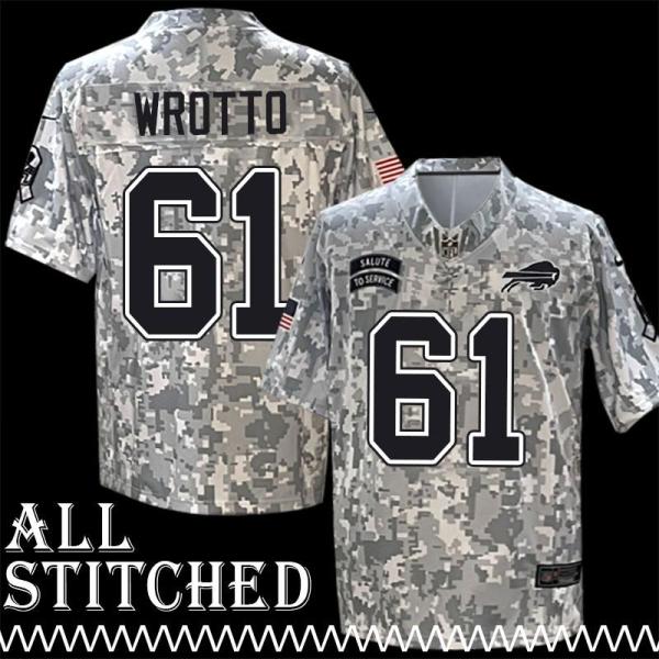 Mansfield Wrotto Jersey Buffalo Bills #61 2024 Salute to Service Camo
